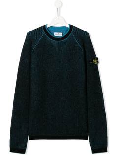 Stone Island Junior вязаный свитер с нашивкой-логотипом