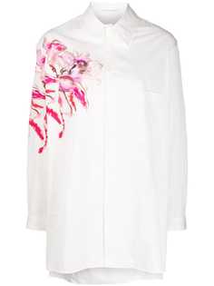 Yohji Yamamoto длинная рубашка с цветочным принтом