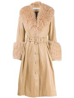 Saks Potts textured trim belted coat