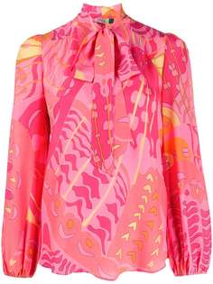 Rixo abstract-print silk blouse