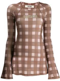 Charlotte Knowles check-print logo top