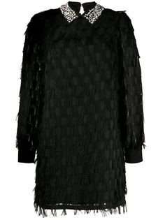 be blumarine dotted fringed shirt dress
