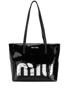 Miu Miu logo sequin tote bag