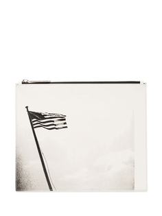 Calvin Klein 205W39nyc black and white american flag print leather pouch