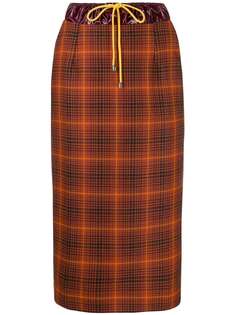 Aalto high-waist drawstring check skirt