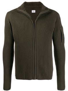 CP Company кардиган в рубчик с застежкой на молнии