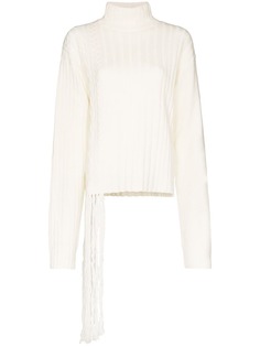 Xu Zhi Ribbed asymmetric fringe wool sweater