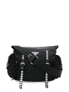 Prada studded shoulder bag