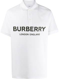 Burberry рубашка-поло из пике с логотипом