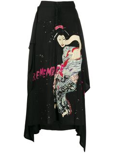Yohji Yamamoto юбка асимметричного кроя с принтом