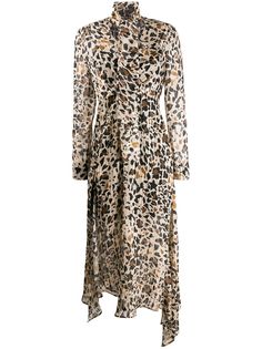 Pinko платье плиссе с леопардовым принтом