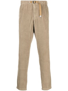 White Sand ribbed bukle-fastening trousers
