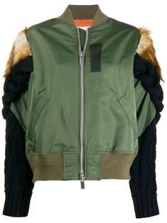 Sacai куртка-бомбер с вязаными вставками на рукавах