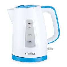 Чайник электрический STARWIND SKP3541, 2200Вт, белый и голубой
