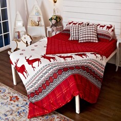 Комплект постельного белья Тм Текстиль Нордик, цвет: красный 4 предмета