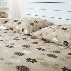 Комплект постельного белья Тм Текстиль Снежинка бежевая, цвет: бежевый 4 предмета