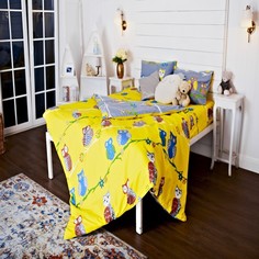 Комплект постельного белья Тм Текстиль Совы, цвет: желтый 4 предмета