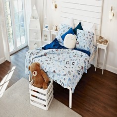 Комплект постельного белья Тм Текстиль Медведи, цвет: голубой 4 предмета