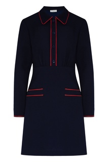 Синее платье с яркой окантовкой Sandro