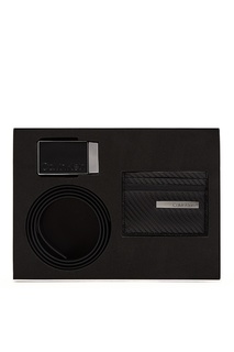 Подарочный набор из картхолдера и ремня Calvin Klein