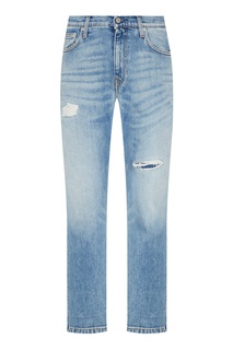 Голубые джинсы с прорезями Calvin Klein