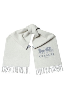 Белый кашемировый шарф с логотипом Coach
