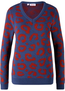 Пуловеры с V-образным вырезом Пуловер с леопардовым рисунком Bonprix