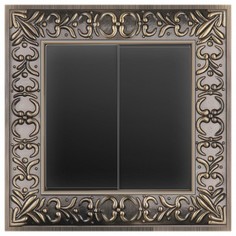 Выключатель проходной двухклавишный Antik (Черный матовый) WL08-SW-2G-2W-LED+WL08-SW-2G-2W Werkel