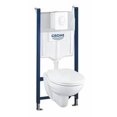 Набор 4-в-1 GROHE Solido: подвесной унитаз с сиденьем и крышкой + система инсталляции с панелью смыва Skate (39117000)