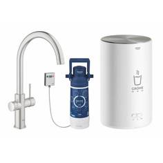 Смеситель для кухни GROHE Red Duo New с функцией кипячения воды (бойлер M-size в комплекте), суперсталь (30083DC1)