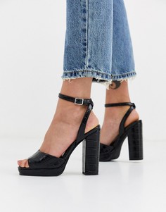 Туфли на платформе с эффектом крокодиловой кожи New Look