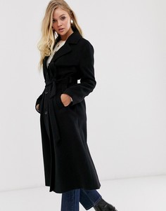 Черное длинное пальто с поясом & Other Stories