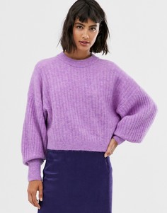 Фиолетовый джемпер с пышными рукавами и круглым вырезом & Other Stories