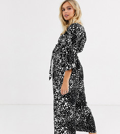 Черный комбинезон со звериным принтом и поясом ASOS DESIGN Maternity