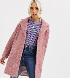 Розовое фактурное пальто-кокон ASOS DESIGN Petite