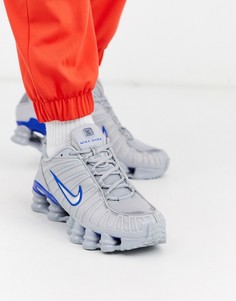 Серые кроссовки с синей отделкой Nike Shox TL