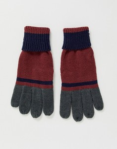 Бордовые перчатки колор блок Boardmans