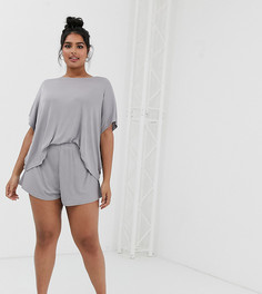 Комбинируемые пижамные шорты в рубчик ASOS DESIGN Curve
