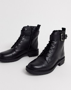 Черные кожаные походные ботинки на шнуровке Office Alpaca