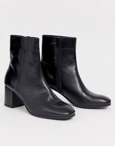 Черные кожаные ботильоны на среднем блочном каблуке с закругленным носком Vagabond - Nicole