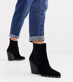 Черные замшевые ботинки в стиле вестерн для широкой стопы ASOS DESIGN