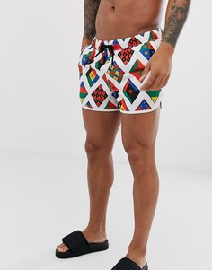 Короткие шорты для плавания и бега с принтом ASOS DESIGN