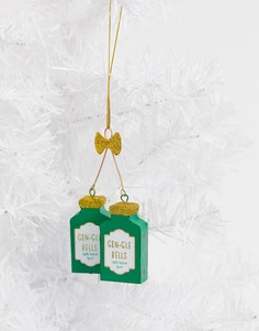 Новогоднее елочное украшение в форме бутылки с джином Sass & Belle gin-gle bells