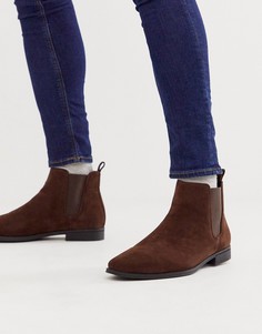 Коричневые ботинки челси из искусственной замши ASOS DESIGN