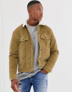 Вельветовая куртка с воротником из искусственного меха Jack & Jones Intelligence