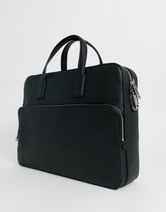 Черная кожаная сумка для ноутбука и документов BOSS Crosstown