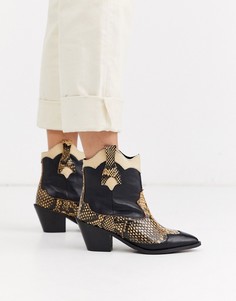 Ковбойские ботинки со змеиным рисунком Selected Femme