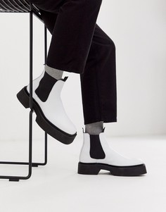 Светло-бежевые кожаные ботинки челси с квадратным носком ASOS DESIGN