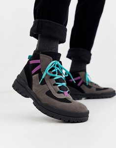 Серые походные ботинки на шнуровке ASOS DESIGN