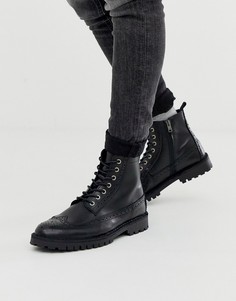 Черные ботинки броги со шнуровкой Selected Homme